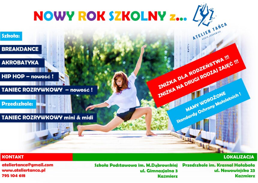 AKTUALNY GRAFIK – NOWE ZAJĘCIA – TRWAJĄCE ZAPISY 2024/2025